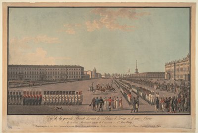 Paraati Talvipalatsin edessä Pietarissa, 1799 tekijältä Unbekannt
