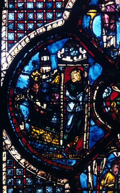 Pyhiinvaeltaja lähtee Jerusalemista Jerikoon, lasimaalaukset, Chartresin katedraali, Ranska, 1205-1215 tekijältä Unbekannt