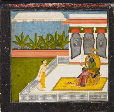 Runoilija Behari Lal kunnioittaa Krishnaa ja Radhaa, C1760 tekijältä Unbekannt