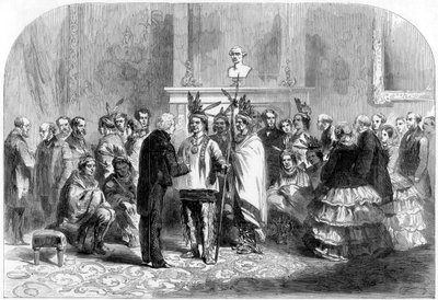 Yhdysvaltain presidentti houkutteli vihamielisiä heimoja kättelemään, 1858 tekijältä Unbekannt