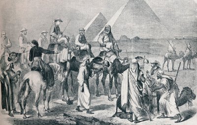 Kuninkaallinen puolue poistumassa Gizan leiristä, Egyptistä, c1861 1910 tekijältä Unbekannt