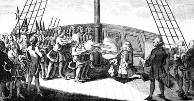 Admiral Byngin ampuminen Monarque-aluksella, 1757 tekijältä Unbekannt