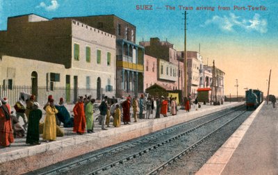 Juna, joka saapuu Port Tewfikista, Suezista, Egyptistä, 1900-luku tekijältä Unbekannt