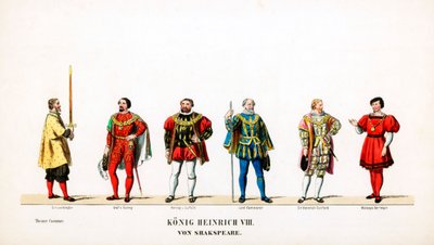 Teatterin pukusuunnittelua Shakespearen näytelmään, Henry VIII, 1800-luku tekijältä Unbekannt