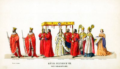 Teatterin pukusuunnittelua Shakespearen näytelmään, Henry VIII, 1800-luku tekijältä Unbekannt
