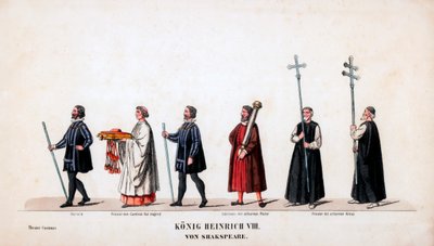 Teatterin pukusuunnittelua Shakespearen näytelmään, Henry VIII, 1800-luku tekijältä Unbekannt