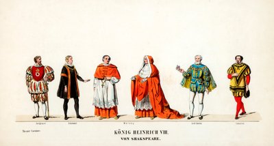 Teatterin pukusuunnittelua Shakespearen näytelmään, Henry VIII, 1800-luku tekijältä Unbekannt