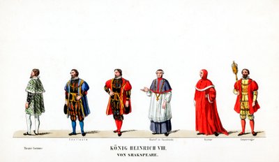 Teatterin pukusuunnittelua Shakespearen näytelmään Henry VIII, 1800-luku tekijältä Unbekannt