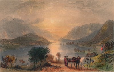 Thirlmere paikkaan Helvellyn nc. Raven Cragista, 1830-luvulta. tekijältä Unbekannt