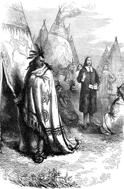 Thomas Mayhew ja Narragansett Sachem, 1600-luku vuodelta 1880 tekijältä Unbekannt
