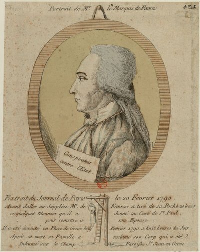 Thomas de Mahy, markiisi de Favras 1744-1790. Journal de Parisista 20. helmikuuta 1790 1790. tekijältä Unbekannt