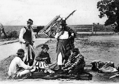 Kolme miestä pelaavat korttia, Uruguay, 1900-luku tekijältä Unbekannt