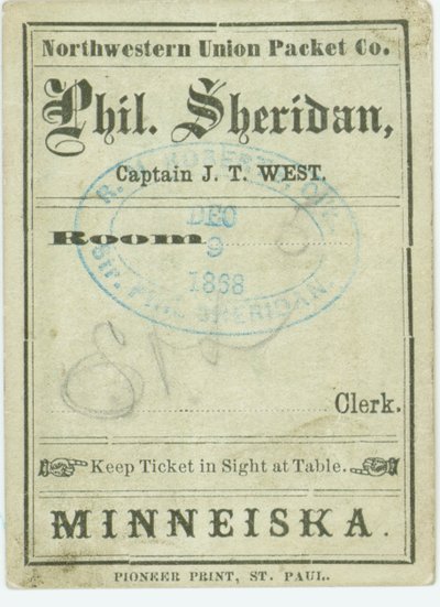 Lippu höyrylaivaan Phil. Sheridan, 9. joulukuuta 1868 tekijältä Unbekannt