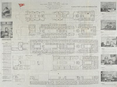 Titanicin ensimmäisen luokan kansisuunnitelma, 1911 tekijältä Unbekannt