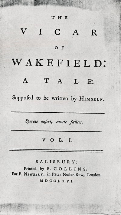 The Vicar of Wakefieldin nimisivu, 1766 tekijältä Unbekannt