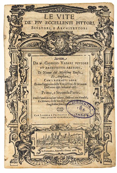 Nimilehti: Giorgio Vasari, Erinomaisimpien italialaisten maalareiden elämä, kuvanveistäjä, 1568. tekijältä Unbekannt