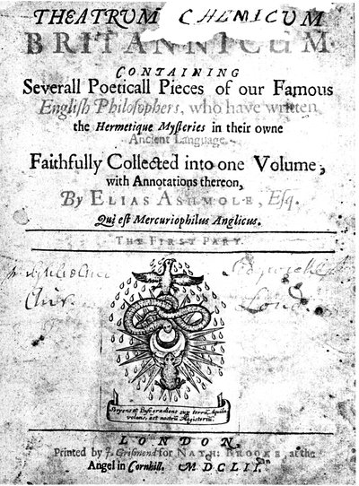 Elias Ashmoles Theatrum Britannicumin nimisivu, 1652 tekijältä Unbekannt