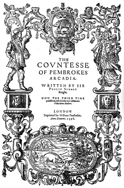 Sir Philip Sidneyn The Countess of Pembrokes Arcadia nimisivu, kolmas painos, 1598 1893 tekijältä Unbekannt
