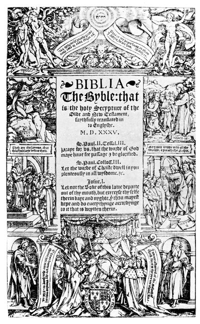 Coverdale Biblen otsikkosivu, 1535 1926 tekijältä Unbekannt