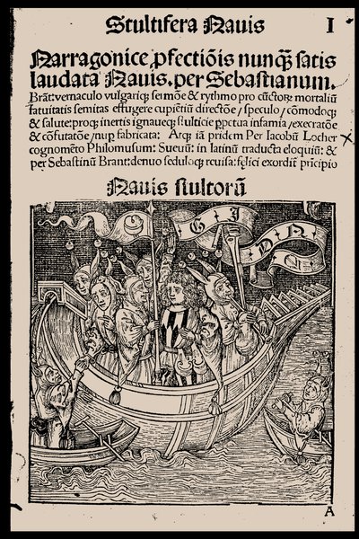 Sebastian Brantin kirjan Hullujen laiva, 1497, nimisivu. tekijältä Unbekannt
