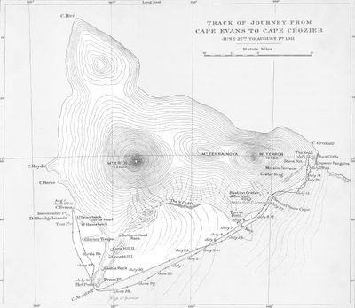 Matkan jälki Cape Evansista Cape Crozieriin - 27. kesäkuuta - 1. elokuuta 1911, 1913 tekijältä Unbekannt