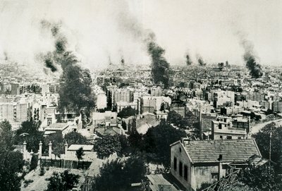 Traaginen viikko 1909, Luostarien tulipalo. Kuva julkaistu La Actualidad -lehdessä. Barcelona, ​​Espanja tekijältä Unbekannt