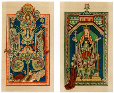 Jessen ja Neitsyt ja lapsi valtaistuimelle, n. 1130-1140 tekijältä Unbekannt