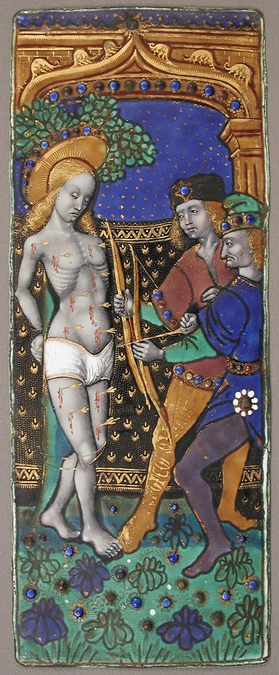 Triptyykkitaulu Saint Sebastianin kanssa, ranska, 1400-1500-luku. tekijältä Unbekannt
