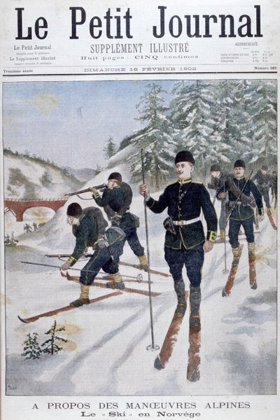 Joukkoja suksilla alppilentosarjassa, Norja, 1902 tekijältä Unbekannt