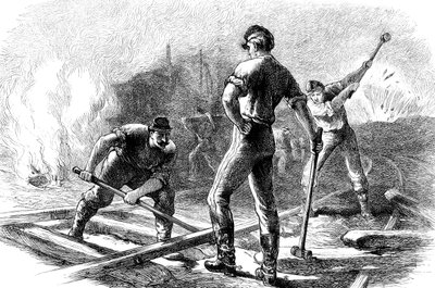 Joukot repivät rautatien, Amerikan sisällissota, 1861-1865 c1880 tekijältä Unbekannt