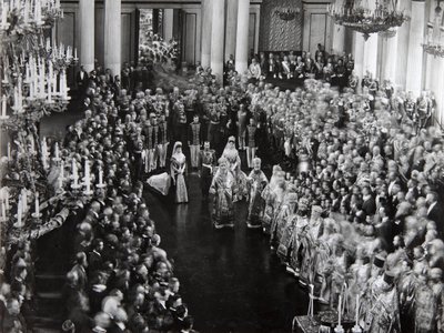 Tsaari Nikolai II ensimmäisen duuman avajaisissa, Pietarissa, Venäjällä, 1906 tekijältä Unbekannt