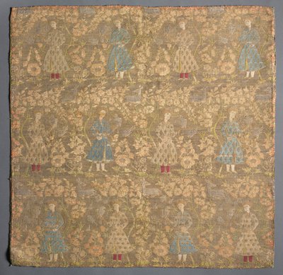 Twill kudottu haukkamiesten kanssa ruusupensaiden keskellä, 1650-1699. tekijältä Unbekannt