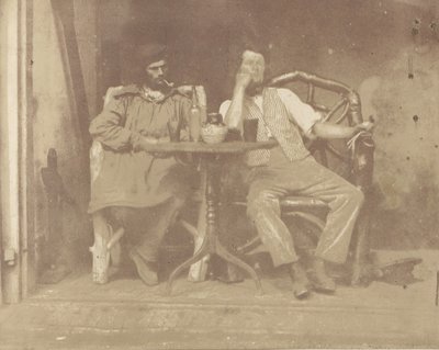 Kaksi miestä pöydän ääressä, 1850-luku. tekijältä Unbekannt