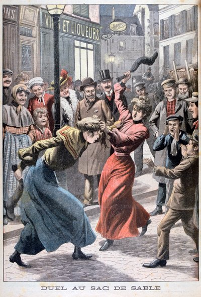 Kaksi naista taistelevat hiekkasäkkien kanssa, 1903 tekijältä Unbekannt