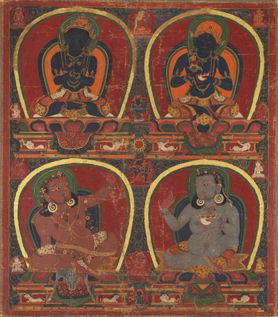 Vajradhara, Epäitsettömyys ja Mahasiddhat Virupa ja Kanha, s. 1450. tekijältä Unbekannt