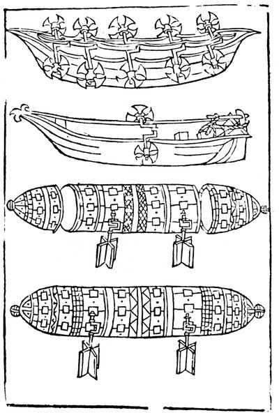 Erilaisia polkuveneitä sotakäyttöön, 1483 tekijältä Unbekannt