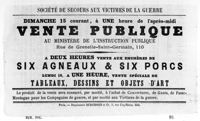 Vente Publique, Pariisin kommuunin ranskalaisista poliittisista julisteista, toukokuu 1871 tekijältä Unbekannt