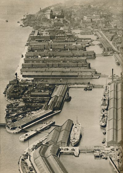Alukset purjehtivat Liverpoolista satamiin kaikkialla maailmassa, Mersey-joelta, 1936 tekijältä Unbekannt