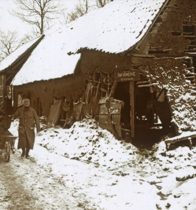 Eläinlääkäriasema hevosille, Calonne, Pohjois-Ranska, c1914-c1918 tekijältä Unbekannt