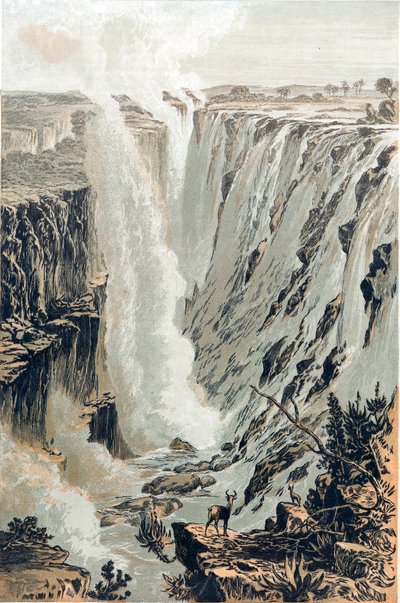 Victoria Falls, Afrikka, idästä katsottuna, 1866 tekijältä Unbekannt