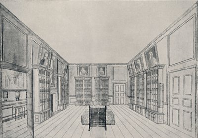 Näkymä sisäänpäin katsottuna Samuel Pepys -kirjastosta York Buildingissa, 1928 tekijältä Unbekannt