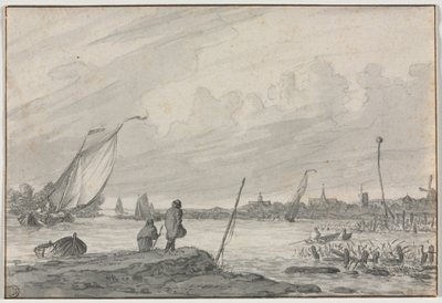Näkymä Alkmaarille veneineen, 1600-luku. tekijältä Unbekannt