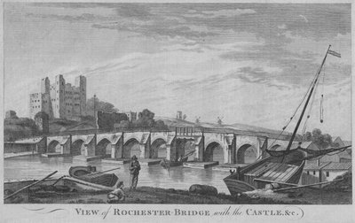 Näkymä Rochester Bridgelle ja linnalle, 1779. tekijältä Unbekannt