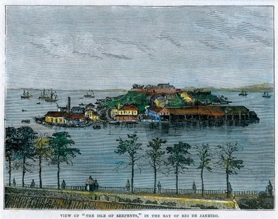 Näkymä Käärmesaarelle, Rio de Janeiron lahdella, Brasiliassa, c1880 tekijältä Unbekannt