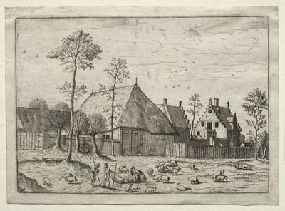 Näkymä kyliin Brabantissa ja Campinen: Paimenet lauman kanssa, n. 1559. tekijältä Unbekannt