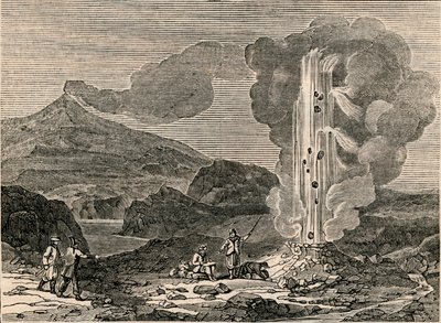 Näkymä geysirille eli kuumalle suihkulähteelle, 7. joulukuuta 1833. tekijältä Unbekannt