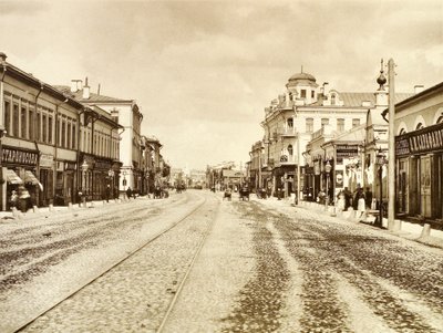 Näkymä Arbat-kadulle Elämää antavan kolminaisuuden kirkosta, Moskova, Venäjä, 1888 tekijältä Unbekannt