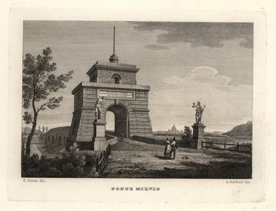 Näkymä Milvian (tai Mulvian) sillalle, Ponte Milvio, Rooma tekijältä Unbekannt