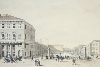 Näkymä Moika-penkereelle Poliisisillalta, 1839 tekijältä Unbekannt