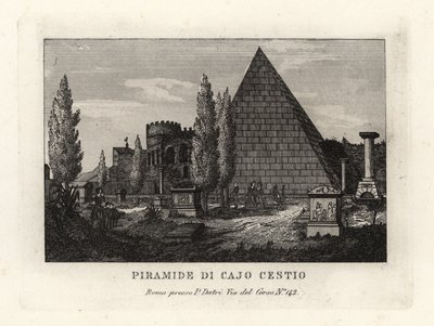Näkymä Cestiuksen pyramidille, Piramide di Caio Cestio, Rooma tekijältä Unbekannt